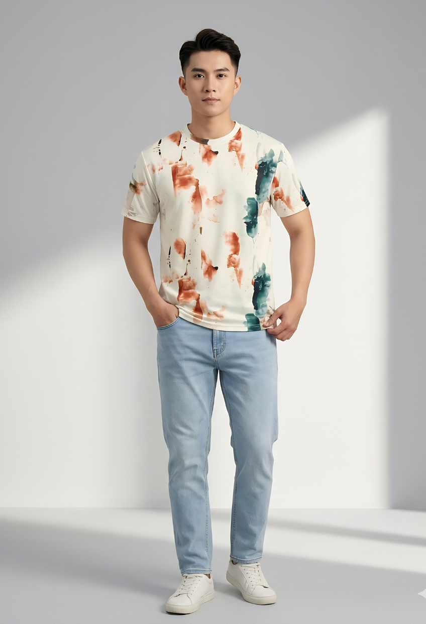 Teal & Rust Tie-Dye Tee