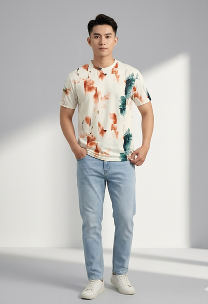 Teal & Rust Tie-Dye Tee