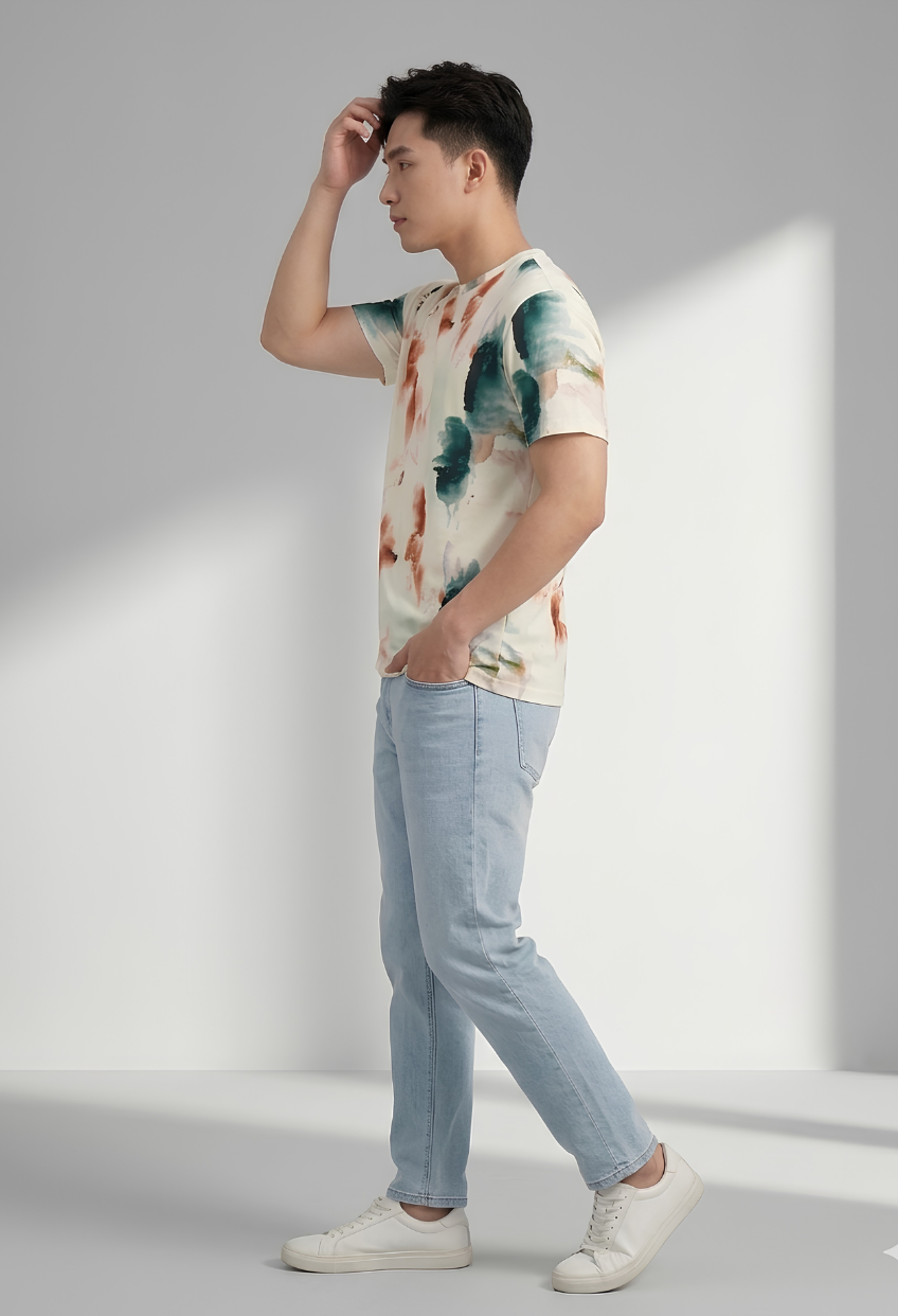 Teal & Rust Tie-Dye Tee