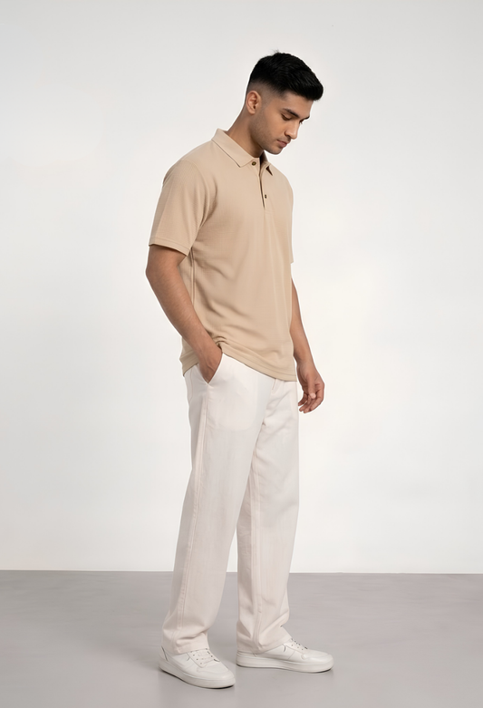 Textured Knit Polo Shirt